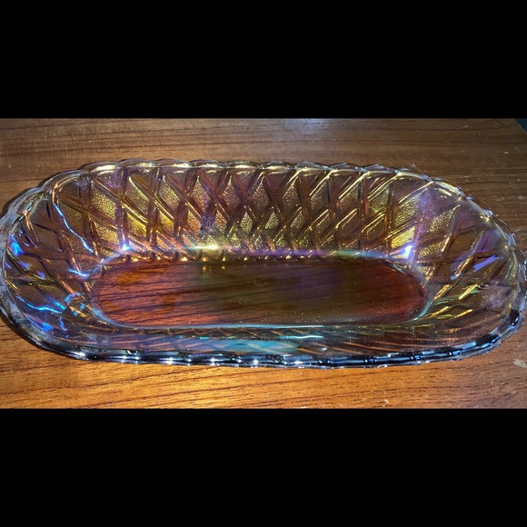 Amber Iridescent Carnival Indiana Candy Dish - Picture 2 of 6